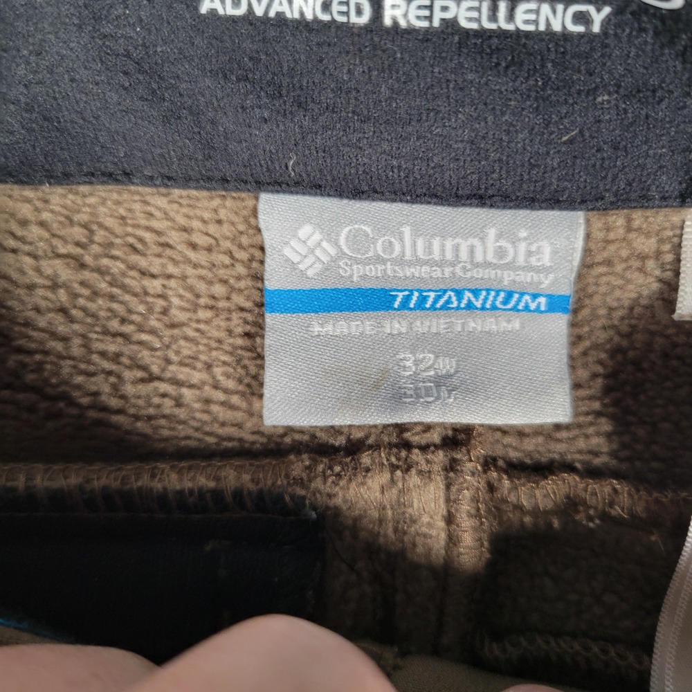 Columbia Titanium Softshell Pants Men 32x30 Brown OmniShield Fleece Lined Hiking - Picture 10 of 16